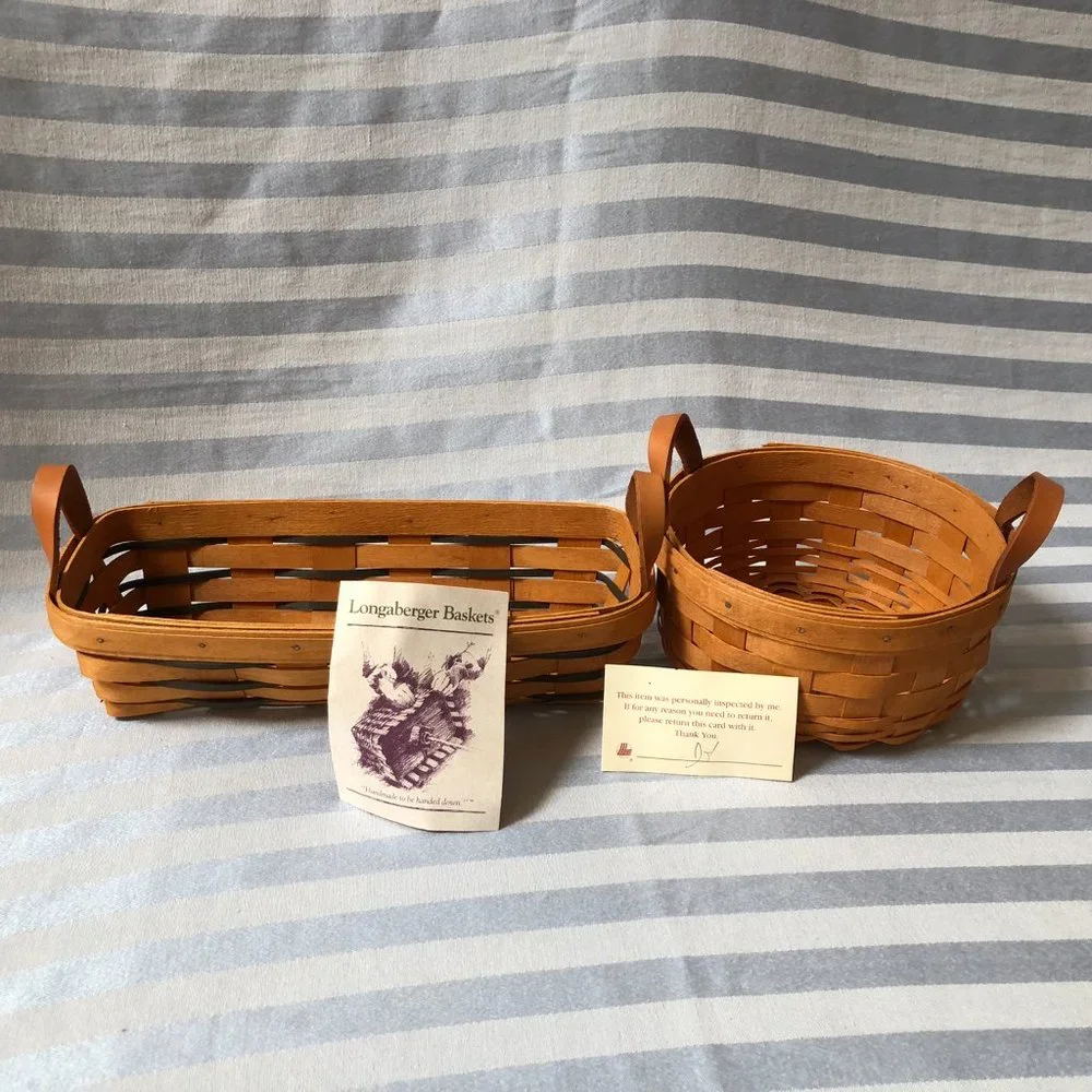 2x Longaberger Baskets + 4 other small wicker baskets (6 total)
